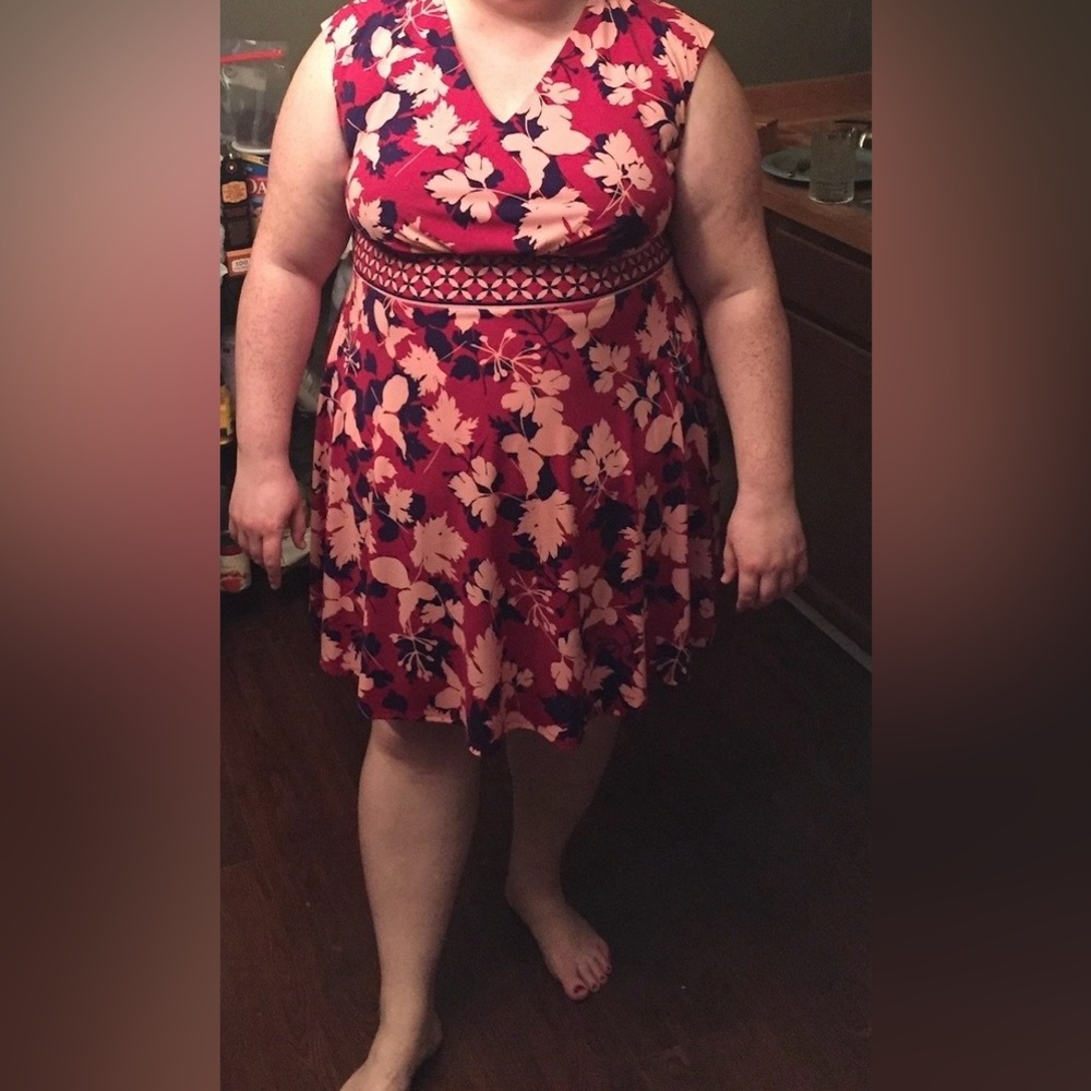 Stitch Fix Wisp Daya Knit Dress -20W, 2X - plus size - burgundy floral - EUC